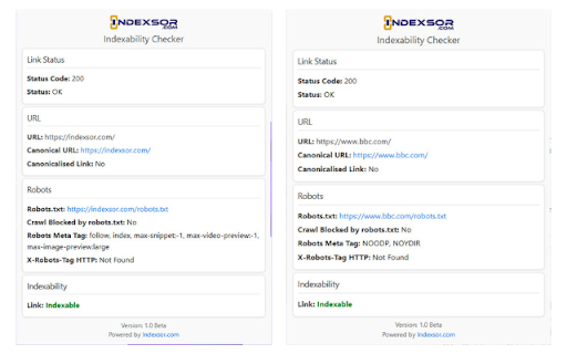 Indexsor Indexability Checker  from Chrome web store to be run with OffiDocs Chromium online