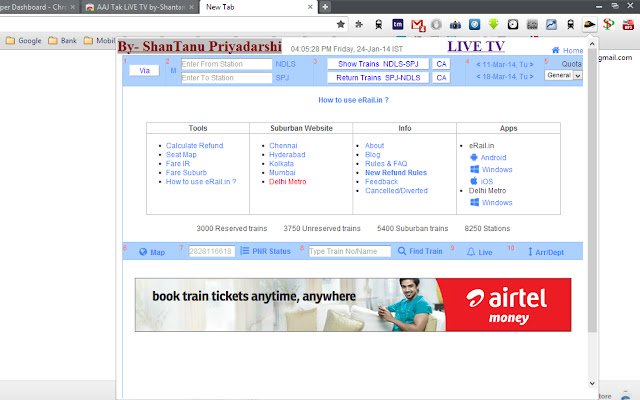 Disponibilità di posti ferroviari indiani da parte di Shantanu dal Chrome Web Store da eseguire con OffiDocs Chromium online