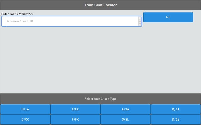 Indian Train Seat Locator من متجر Chrome الإلكتروني ليتم تشغيله باستخدام OffiDocs Chromium عبر الإنترنت