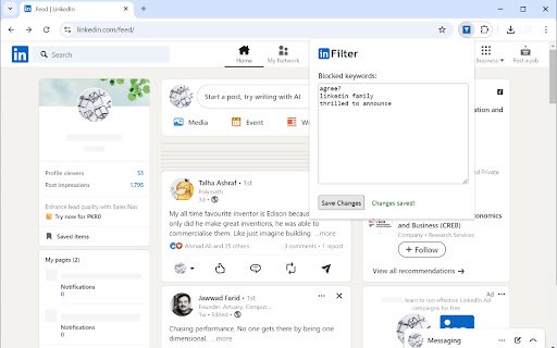 inFilter  from Chrome web store to be run with OffiDocs Chromium online