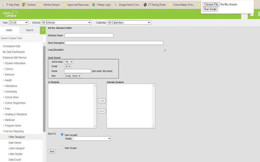 Infinite Campus Selection Filter Populator  from Chrome web store to be run with OffiDocs Chromium online