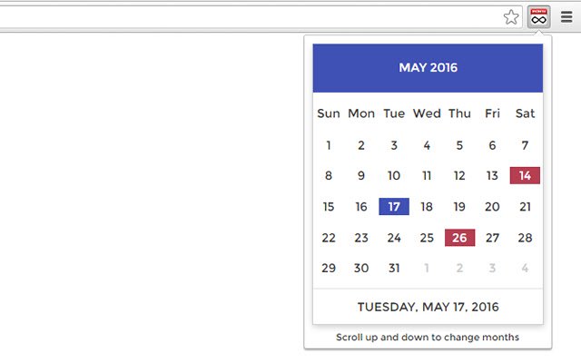 Unendlicher Monatskalender aus dem Chrome-Webshop zur Ausführung mit OffiDocs Chromium online