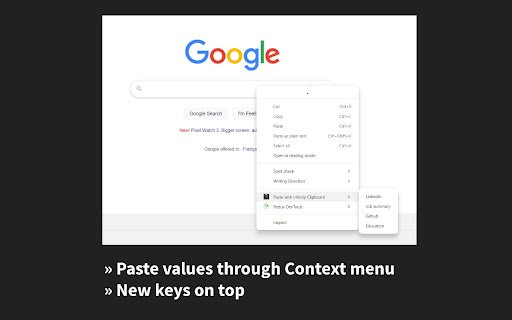 Infinity Clipboard  from Chrome web store to be run with OffiDocs Chromium online