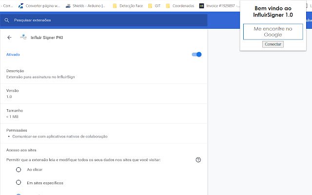 Influir Signer PKI  from Chrome web store to be run with OffiDocs Chromium online