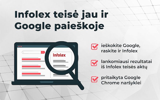 Infolex.lt search extension  from Chrome web store to be run with OffiDocs Chromium online
