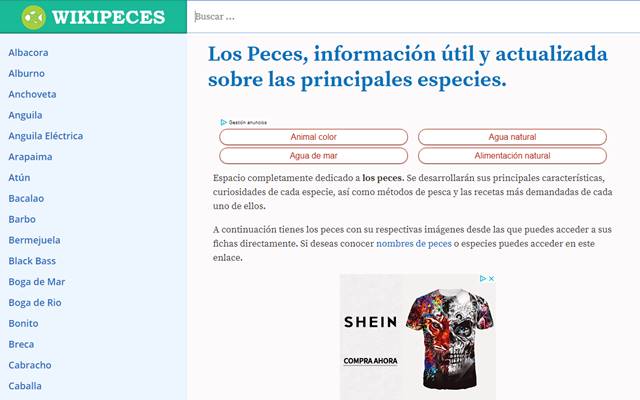 Información Sobre los Peces da Chrome Web Store será executada com o OffiDocs Chromium online