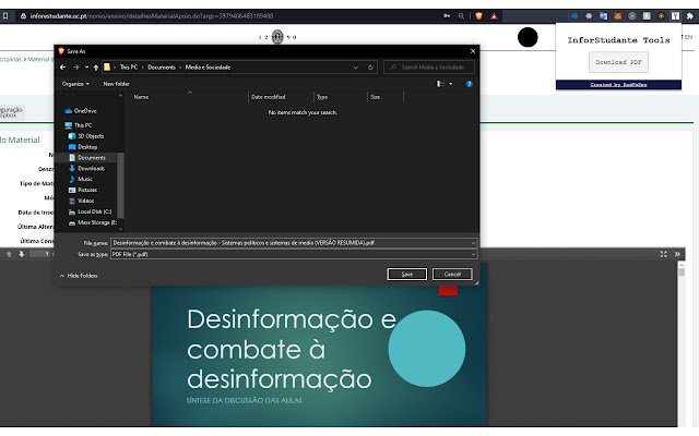เครื่องมือ InforStudante จาก Chrome เว็บสโตร์ที่จะทำงานร่วมกับ OffiDocs Chromium ทางออนไลน์