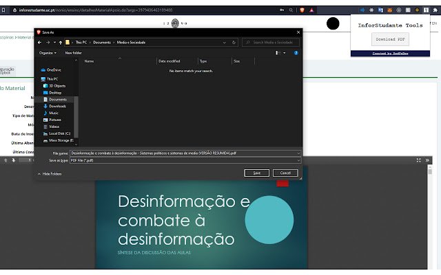 Ferramentas InforStudante da Chrome Web Store para serem executadas com OffiDocs Chromium online