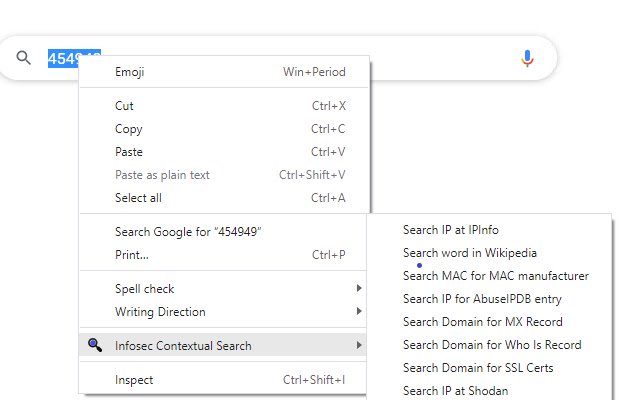 Chrome Web ストアからの Infosec Contextual Search を OffiDocs Chromium online で実行