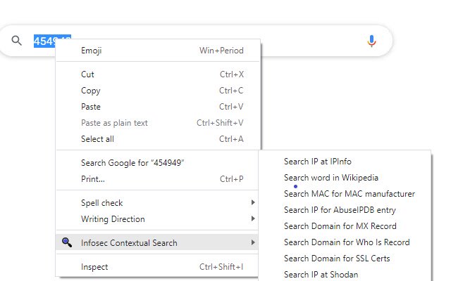 Infosec Contextual Search  from Chrome web store to be run with OffiDocs Chromium online