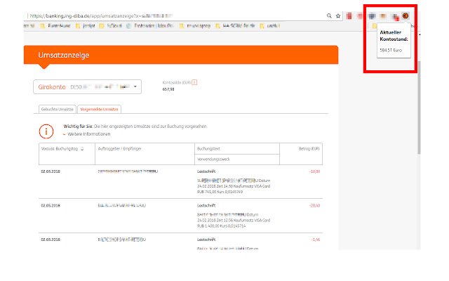 INGDiBa Kontostandsanzeiger  from Chrome web store to be run with OffiDocs Chromium online