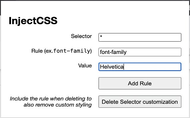 InjectCSS dari toko web Chrome untuk dijalankan dengan OffiDocs Chromium online