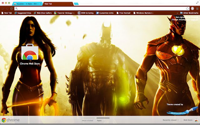 Injustice in Style mula sa Chrome web store na tatakbo sa OffiDocs Chromium online