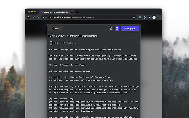 Inkdrop Web Clipper dal negozio web di Chrome da eseguire con OffiDocs Chromium online
