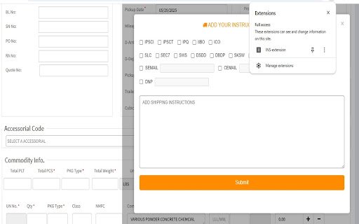 INS extension  from Chrome web store to be run with OffiDocs Chromium online