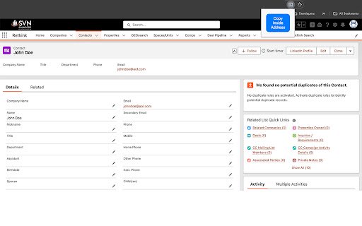Inside Address for Salesforce  from Chrome web store to be run with OffiDocs Chromium online