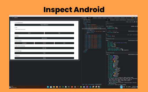 Inspect Android  from Chrome web store to be run with OffiDocs Chromium online
