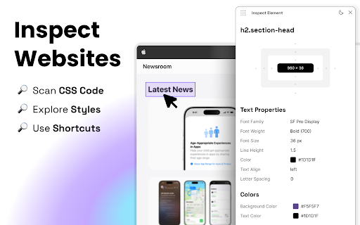 Inspect Element  from Chrome web store to be run with OffiDocs Chromium online