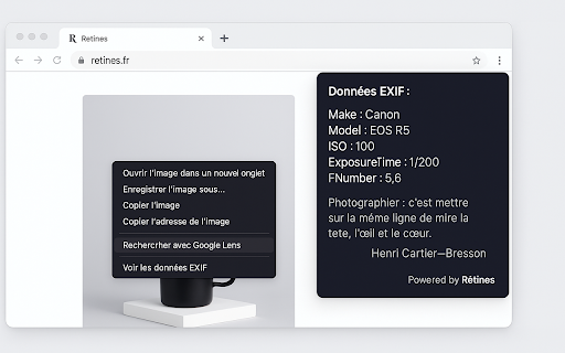 Inspector EXIF  from Chrome web store to be run with OffiDocs Chromium online
