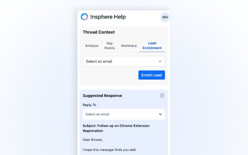 Insphere Email Assistant  from Chrome web store to be run with OffiDocs Chromium online