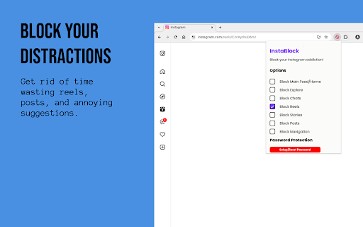 InstaBlock  from Chrome web store to be run with OffiDocs Chromium online