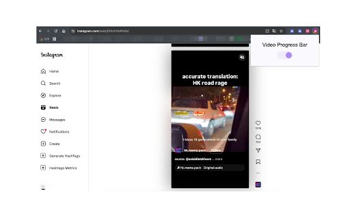 Instagram Video Progress Bar  from Chrome web store to be run with OffiDocs Chromium online