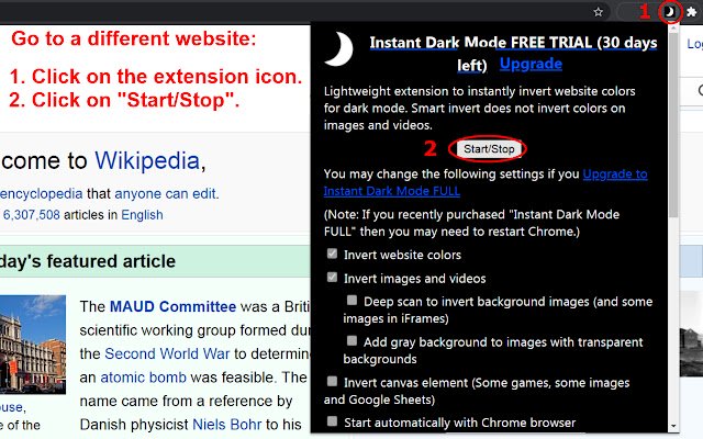 Instant Dark Mode  from Chrome web store to be run with OffiDocs Chromium online