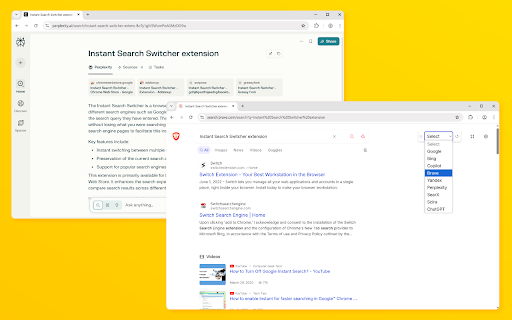 Instant Search Switcher from Chrome web store to be run with OffiDocs Chromium online Instant Search Switcher from Chrome web store to be run with OffiDocs Chromium online