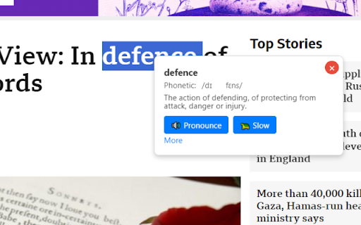 Instant Word Definition  from Chrome web store to be run with OffiDocs Chromium online