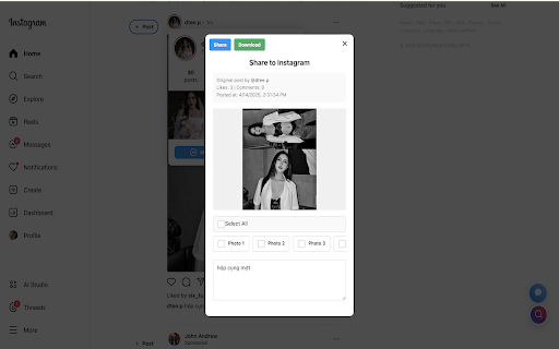 Insta Pro for Chrome – Instagram Toolkit  from Chrome web store to be run with OffiDocs Chromium online
