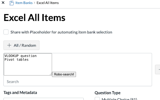 Instructure Item Bank Accelerator  from Chrome web store to be run with OffiDocs Chromium online
