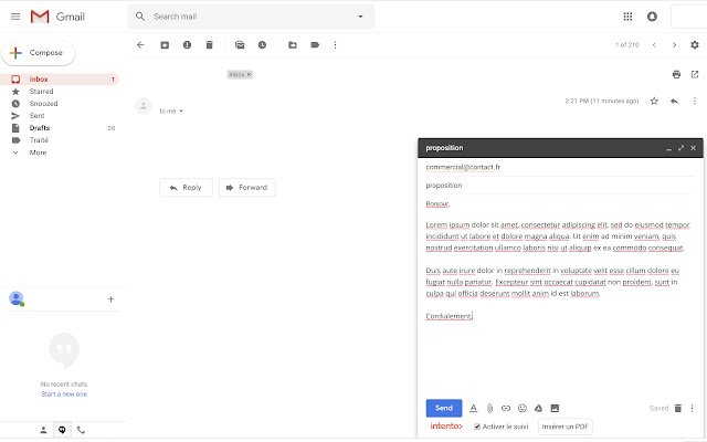 intento› Email Tracking  from Chrome web store to be run with OffiDocs Chromium online