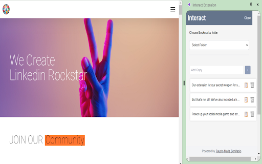 Interact Extension  from Chrome web store to be run with OffiDocs Chromium online