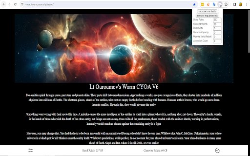 Interactive CYOA assist tool  from Chrome web store to be run with OffiDocs Chromium online