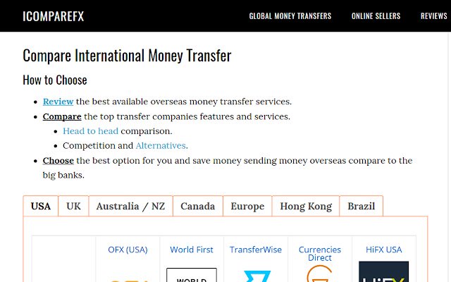 La comparación de transferencias internacionales de dinero desde la tienda web de Chrome se ejecutará con OffiDocs Chromium en línea