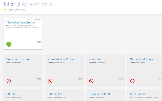Internet Achievements  from Chrome web store to be run with OffiDocs Chromium online