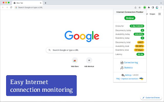 Internet Connection Monitor  from Chrome web store to be run with OffiDocs Chromium online