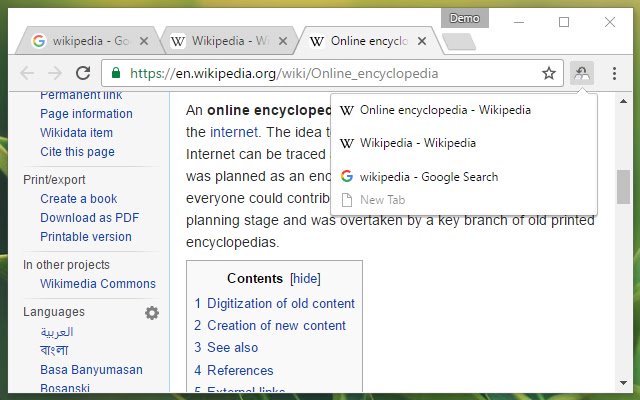 Inter tab history  from Chrome web store to be run with OffiDocs Chromium online