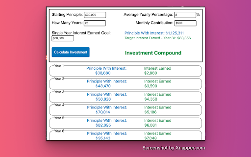 Investment Compound  from Chrome web store to be run with OffiDocs Chromium online