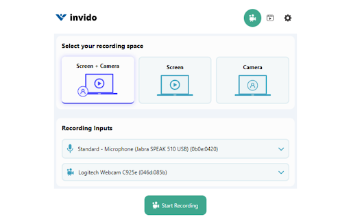 Invido Webcam  Screen Recorder  from Chrome web store to be run with OffiDocs Chromium online