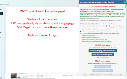 Invite fans and post likers in Facebook™  from Chrome web store to be run with OffiDocs Chromium online