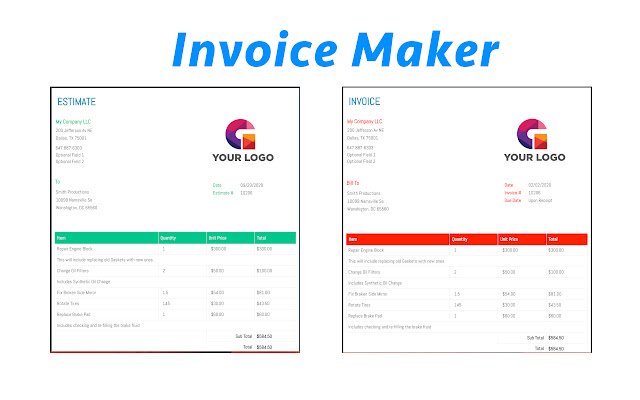 เครื่องสร้างใบแจ้งหนี้จาก Chrome เว็บสโตร์ที่จะเรียกใช้ด้วย OffiDocs Chromium ทางออนไลน์