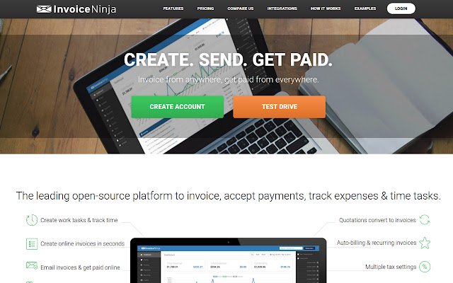 Invoice Ninja de la boutique en ligne Chrome doit être exécuté avec OffiDocs Chromium en ligne