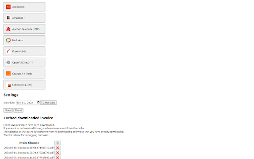 Invoices Downloader  from Chrome web store to be run with OffiDocs Chromium online