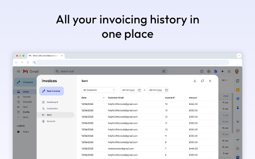 Invoices for Gmail™ from Chrome web store to be run with OffiDocs Chromium online Invoices for Gmail™ from Chrome web store to be run with OffiDocs Chromium online