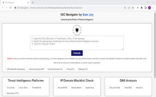 IOC Navigator  from Chrome web store to be run with OffiDocs Chromium online
