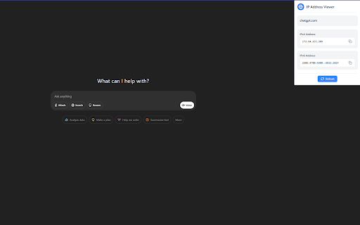 IP Address Viewer  from Chrome web store to be run with OffiDocs Chromium online