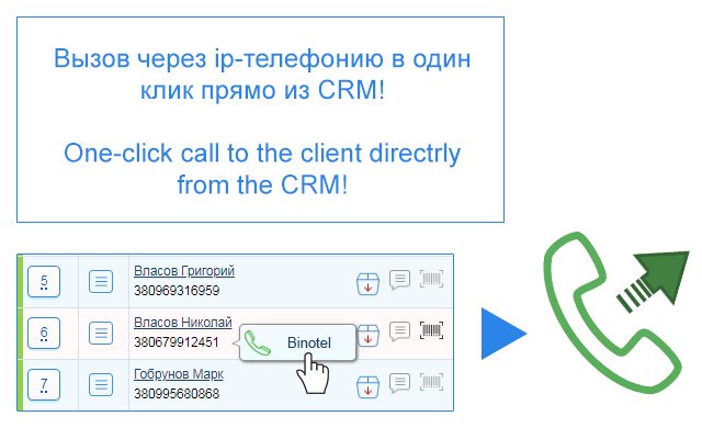 IP телефония от Binotel в CRM Otmechalka  from Chrome web store to be run with OffiDocs Chromium online