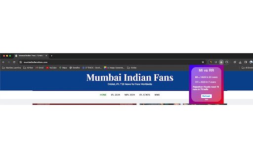 IPL Live Score Extension  from Chrome web store to be run with OffiDocs Chromium online