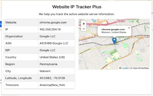 IP Tracker Plus  from Chrome web store to be run with OffiDocs Chromium online